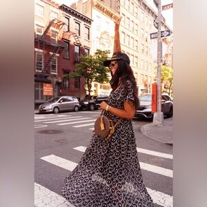 Dressed in LALA Black Maxi Dress with Smile Print